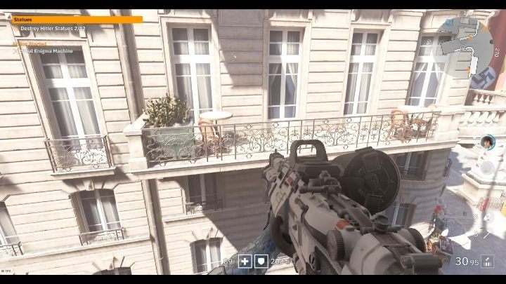 The glasses are waiting for you on the table, on the balcony of a white building - Secrets and collectibles in Little Berlin | Wolfenstein Youngblood - Collectibles and secrets - Wolfenstein Youngblood Guide