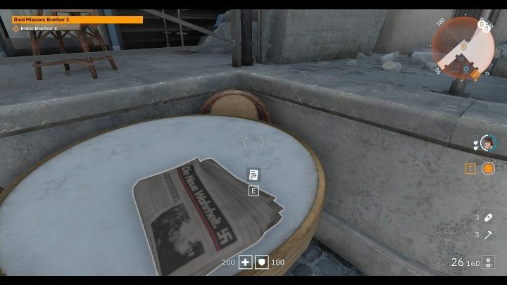 The newspaper is on a table near the destroyed building - Secrets and collectibles in Brother 3 | Wolfenstein Youngblood - Collectibles and secrets - Wolfenstein Youngblood Guide
