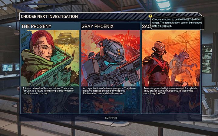 Investigating the three hostile factions and stopping them is the most important part of the XCOM: Chimera Squad campaign - XCOM Chimera Squad: Campaign guide - Basics - XCOM Chimera Squad Guide